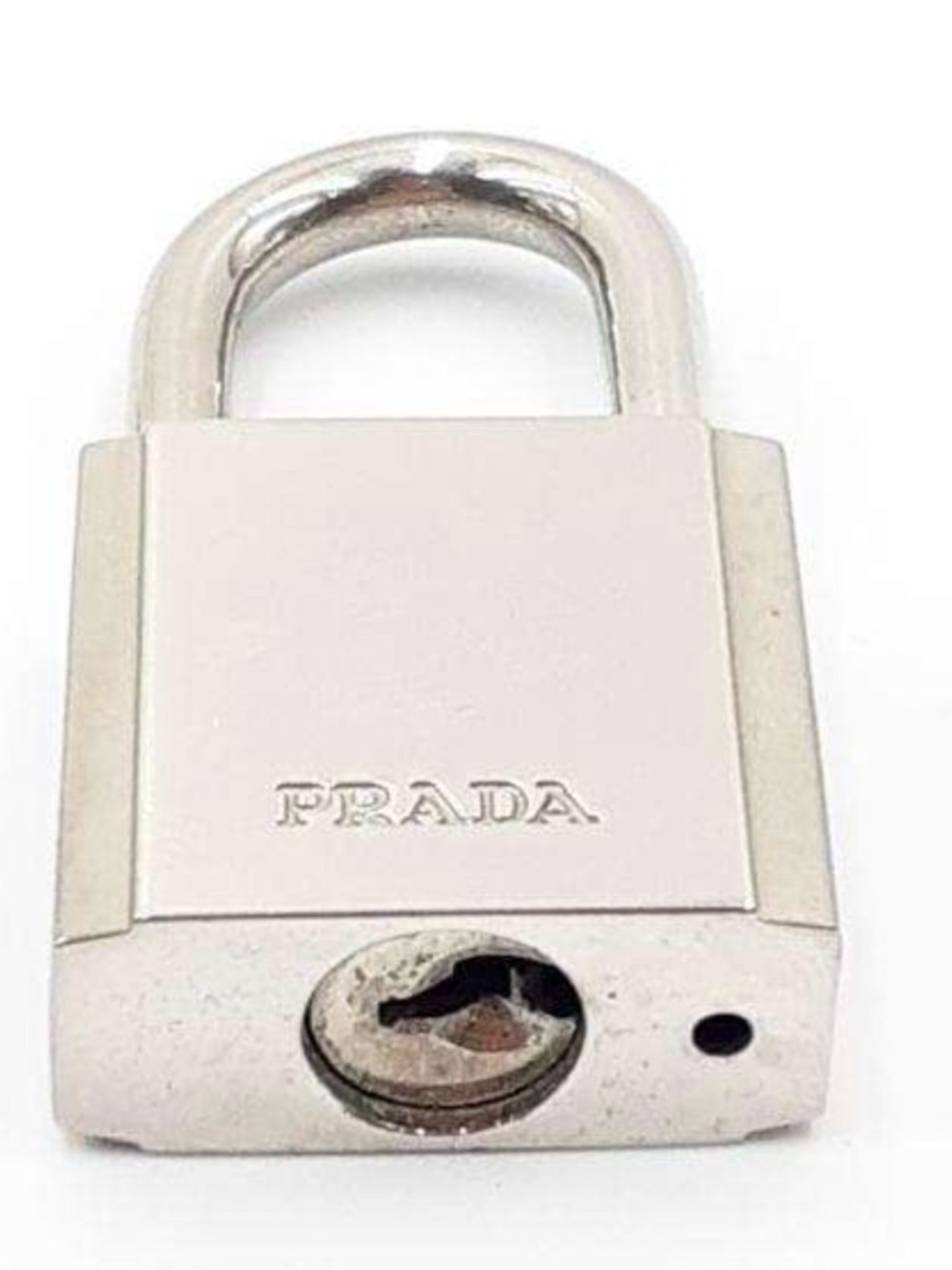 Prada Silver-Tone Lock with Engraved Logo